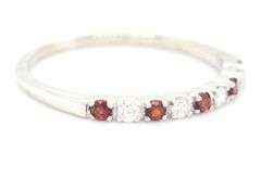 14kt White gold Garnet and diamond band
