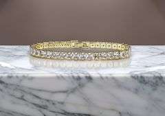 Stunning 14 Kt Yellow Gold Plated Simulated Diamond Tennis Bracelet