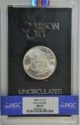 Near Gem BU 1884-CC Morgan Silver Dollar in GSA pack, NGC MS63 graded