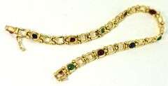 Sweet 14K Cabachon Ruby, Emerald, & Sapphire Bracelet
