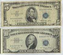 $5 &$10 1953 Silver Certificates