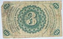 3 Cent Fractional Currency Note.