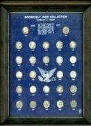 Framed Group of 26 Mostly Silver Roosevelt Dimes: 1946-1971