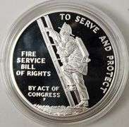 1992 P Proof 1oz .999 Silver Ben Franklin Firefighters Silver Medal w/ Box & COA