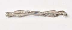 Brilliant Blue Sapphire Filagree Pin in 10K White Gold