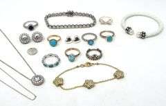 Group lot of Vintage 925 sterling silver designer Judith Ripka and Pandora mis jewelry