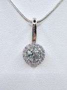 14 Kt White Gold Plated Ice Green Diamond Pendant Necklace