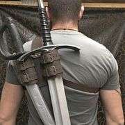 Medieval Double Sword Back Leather Scabbard