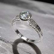 Sparkling 14 Kt White Gold Plated 1.5 Ct Lab Simulated Diamond Ring.