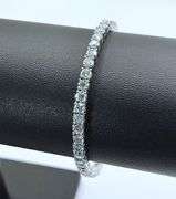 14 Kt White Gold Plated Lab Simulated White Ice Blue Diamond Tennis Bracelet