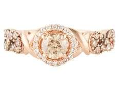 Le Vian 1.00ctw Chocolate and White Diamond Halo Swirl Ribbon Ring in 14K