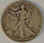 Scarce 1919-P Walking Liberty Half Dollar in F/VF