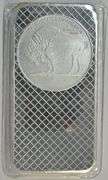 Cameo Prooflike 10 Troy Oz pure .999 Fine Silver Buffalo Bar in plastic