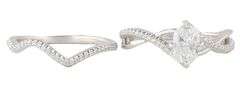 1.00ctw Oval and Round Diamond Ribbon Swirl Bridal Set in 14K