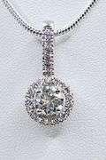 14 K White Gold Plate Dazzling 2 Ct VVs1 White Ice Blue Fire Moissanite Necklace Pendant w/chain