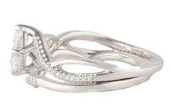 1.00ctw Oval and Round Diamond Ribbon Swirl Bridal Set in 14K