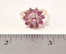 Stunning 14K Yellow Gold Ruby Gemstone and Diamond Ring