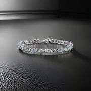 14 Kt White Gold Plated Lab Simulated White Ice Blue Diamond Tennis Bracelet