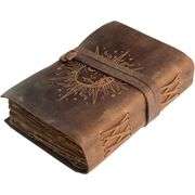 Sun & Moon Embossed Vintage Leather Journal