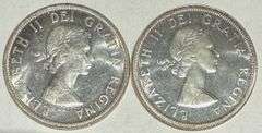 1958 1959 BU Canada Silver Dollars.