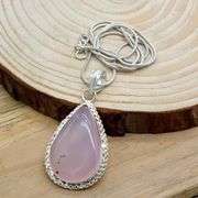 Natural 23 Ct Rose Quartz Pendant Necklace w/chain