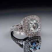 14 K White Gold Plate Dazzling 3.15 Ct White Ice Green Fire Moissanite Ring