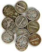 15 Assorted Silver Mercury Dimes