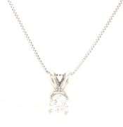 14kt White gold diamond solitaire pendant on chain