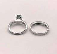 Large 3.7 Ct  VVs1 Lab Simulated Diamond 2 Band Engagement  Ring Set