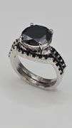 Dazzling 4.75 Ct Silk Black Lab Simulated Diamond 2 Band Ring