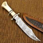 Handmade Camel Bone & Brass Handle Damascus Knife