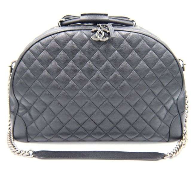 CHANEL Airline Round Trip Bowling Black Shoulder Bag W/ Card