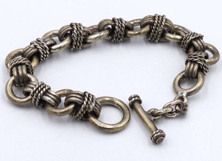 Heavy set of Vintage 925 sterling silver circle link necklace and matching bracelet