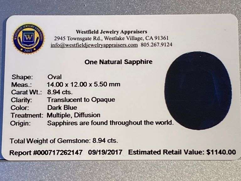 Lovely 8.94CTS Natural Oval Shaped Blue Sapphire