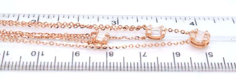 18kt Rose gold triple strand diamond necklace