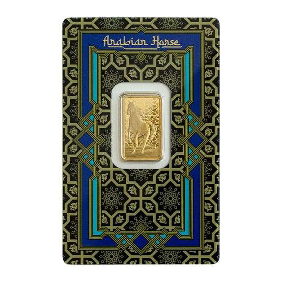 Arabian Horse 5g Pure Gold Bar with Pendant Frame