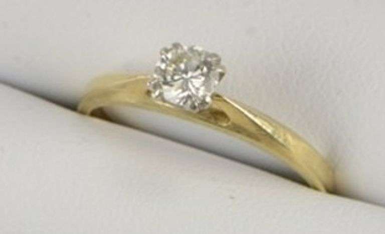 14K Yellow Gold 0.35 Ct Diamond Solitaire Classic Engagement Ring