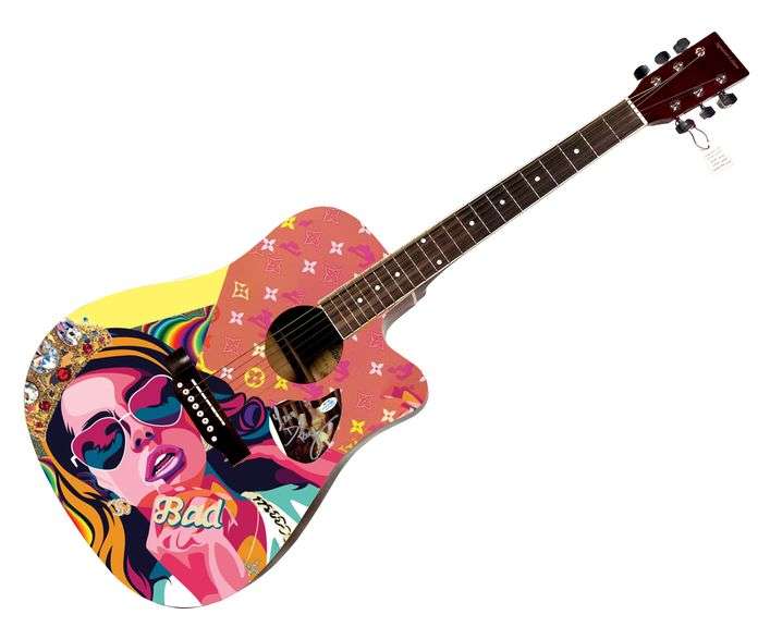 Lana Del Rey Autographed Signed Custom Graphics Photo Guitar ACOA