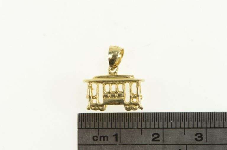 14K Yellow Gold 3D Trolley Vintage San Francisco Charm/Pendant