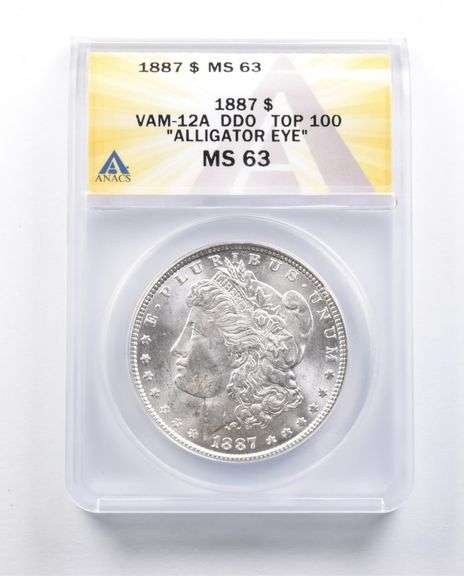 MS63 1887 Morgan Silver $1 VAM-12A DDO Top 100 Alligator Eye ANACS