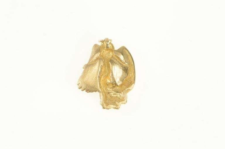 14K Yellow Gold Guardian Winged Angel Protection Charm/Pendant