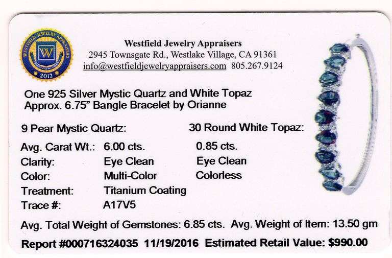 Stunning 6.00CTW Mystic Quartz & 0.85CTW White Topaz Bracelet in Sterling Silver