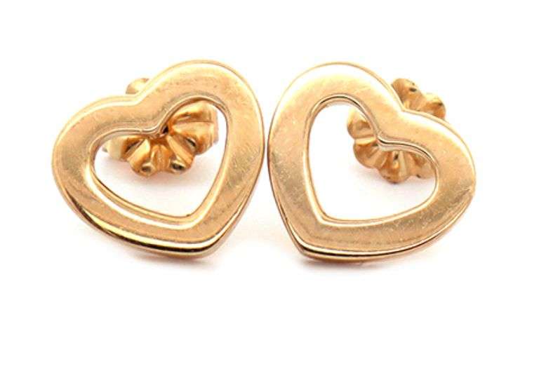 Vintage Tiffany & Co. Open Heart Stud Earrings in 18K
