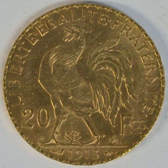 Choice BU 1912 France 20 Francs Gold 'Rooster'