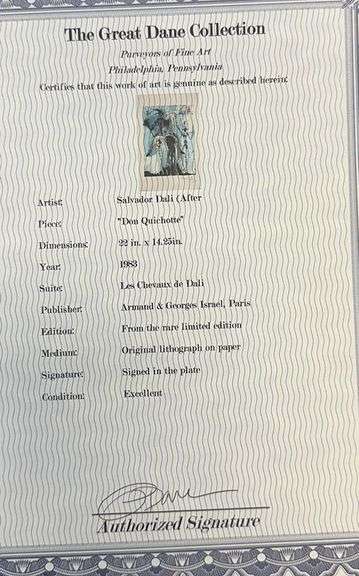 Highly Collectible and Rare Salvador Dali Original Llithograph from 'Les Chevaux de Dali' Suite