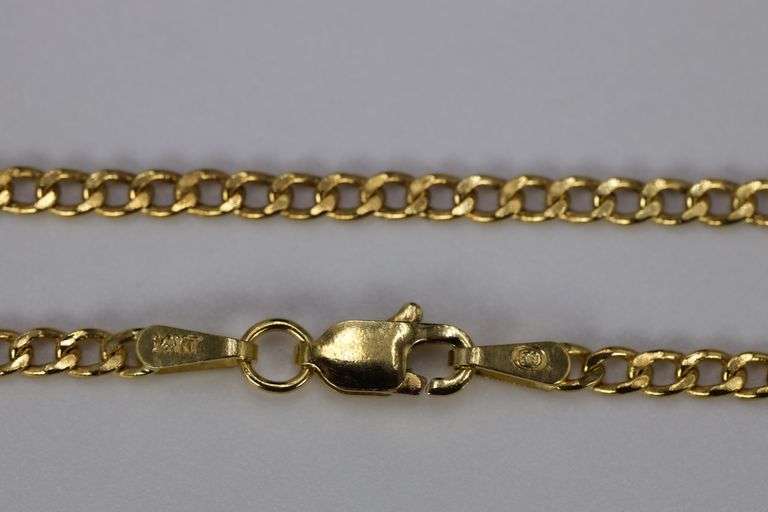 14k Yellow Gold-Hollow Curb Link Chain 2.5mm Necklace 18"