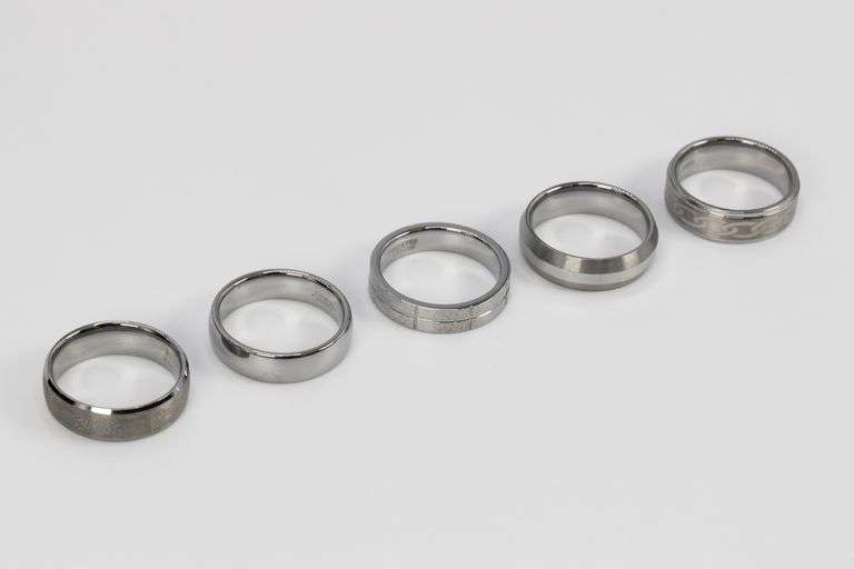 Lot of 5 Size 14 Tungsten Carbide Rings in Various Styles