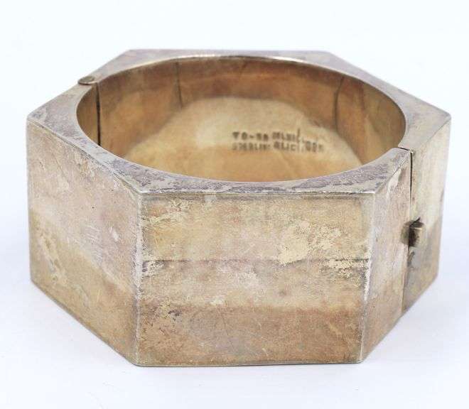 Vintage 925 sterling silver Mexico wide cuff bangle