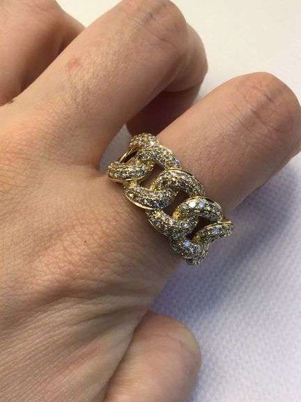 GORGEOUS 14K YELLOW GOLD CUBAN LINK MEN’S DIAMOND RING