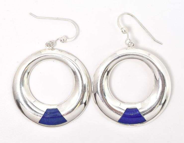 Cute Sterling Silver Lapiz Lazuli Gemstone Dangle Earrings